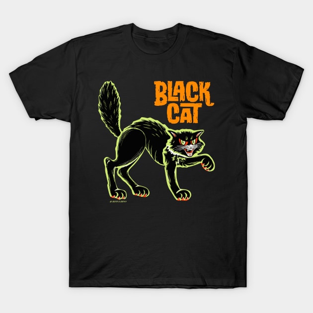 Black Cat T-Shirt by ERMTees